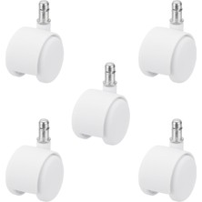 Aule 5 Adet Beyaz Çalışma Sandalyesi Tekerlek, Ofis Sandalyesi Tekeri, 11 mm Geçmeli Pim