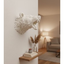 Esplendor Özel Tasarım Beyaz Ayı Duvar Aksesuarı 3D Dekoratif Heykel 25X19 cm