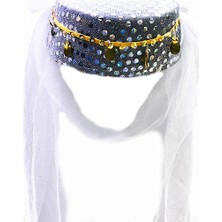 Esplendor Parti Duvaklı Altın Pul Işlemeli Kına Fesi Kınaoryantal Şapkası