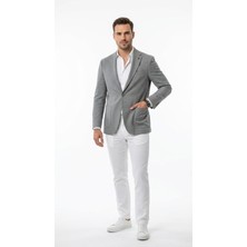 Plus Scorpion CK089 Erkek Slim Fit Blazer Ceket Tek Düğmeli Çift Yırtmaçlı Torba Cepli Yarım Astarlı