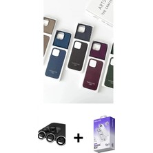 Marsilyan™- iPhone 15 Pro Max Kılıf Pusula Modern - Siyah Bilvis 5in1 3D Magic Cam Ekran Koruyucu + Gümüş Raze Metal Kamera Lens