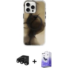 Marsilyan™- iPhone 15 Pro Max Kılıf Ufuk Doku Prime - Siyah Bilvis 5in1 5d Magic Hayalet Cam Ekran Koruyucu + Siyah Raze Metal Kamera Lens