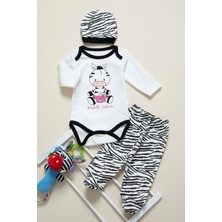 Mai Perla Unisex Bebek 3'lü Zıbın Takımı Zebra Deseni ile 0-3 Ay İçin Tasarlandı