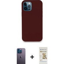 Marsilyan™- iPhone 12 Pro Max Kılıf Zirve Modern Özel Seri - Siyah Mat Seramik Nano Ekran Koruyucu + Mavi Neon Fosforlu Kamera Lens