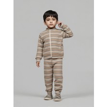 Mai Perla Unisex Çocuk Takımı Organik Pamuklu Şardonlu Kışlık Hırkalı Çizgili Ikili Takım (1-5 Yaş)