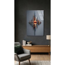Modern Şehir Silüeti Cam Tablo, Uv Baskılı 4mm Kırılmaz Cam Tablo, Ev Ofis Dekorasyonu