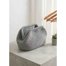Home Art Paris Gümüş Işıltılı Gri Gece Çantası - Seval Özsoy Tasarımı Simli Abiye Portföy Çanta