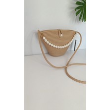 Veronica Art Incili Çanta , Inci Saplı Çanta , Lüks Incili, Fermuarlı Midye Omuz Çantası