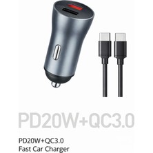Neffo 20W Pd + Qc3.0 Araç Şarj Cihazı + Usb-C Kablo Çift Çıkış Hızlı Şarj Set