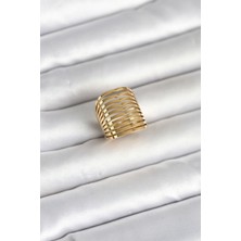 Clariss 316L Çelik Gold Renk Plaka Model Kadın Yüzük