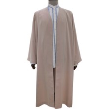 Akıncı Tekstil Petek Kumaş Buhara - Açık Kahverengi Puntolu Yaka Cübbe