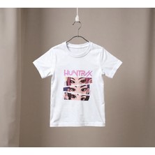 Veracraft Huntrx Anime Karakter Baskılı Çocuk Tişört - %100 Pamuklu Beyaz Bisiklet Yaka T-Shirt