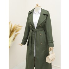 Moda Morfo Astarlı Kemerli Trenckot -Haki