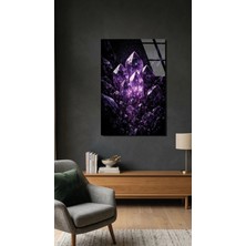 Mor Ametist Kristal Cam Tablo Premium Kırılmaz Cam Tablo, Ev ve Ofis Uv Baskılı 4mm Cam Tablo