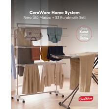 Ceraware Home System S3 Kurutmalık + Nero Ütü Masası Seti - Çamaşırdan Ütüye Tek Sistem
