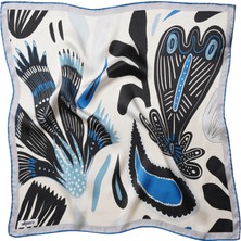 Silqoora %100 Ipek Bandana Fular Art Collection (55X55 Cm)-Azure Dreams
