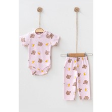 Mai Perla Ayıcık Desenli Çıt Çıtlı 2'li Unisex Bebek Takım 0 - 3 Ay Günlük Kullanım İçin