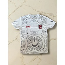 North Stand Özel Tasarım Türkiye Milli Takımı Bozkurt Göktürkçe Beyaz Forma T-Shirt