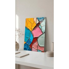 Renkli Cam Mozaik Vitray Soyut Sanat Cam Tablo Kırılmaz Temperli, Premium Uv Baskılı Ev Dekorasyonu