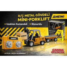 Canda Oyuncak 1/64 Şarjlı Mini Metal Forklift Römorklu Uzaktan Kumandalı