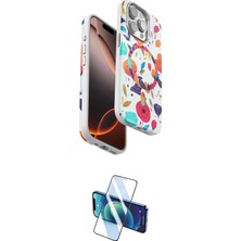 TKÇ  iPhone 15 Pro Kılıf Siluet Doku - Siyah 3D Antistatik Cam Ekran Koruyucu