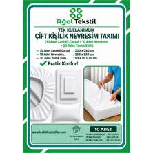 Ağol Tekstil Çift Kişilik Tek Kullanımlık Nevresim Takımı 10’lu Set – Lastikli Çarşaflı