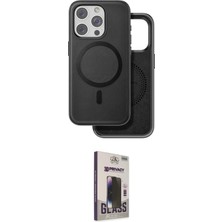 TKÇ Ieg™ Iphone 15 Pro Kılıf Pusula Işık Koleksiyonu - Siyah Bilvis Hayalet Cam Ekran Koruyucu