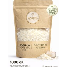 Waxera %100 Doğal Soya Wax 1000 gr Flake (Pul) Yaprak Mum Yapımı Için – Parafin Içermez, Temiz Yanış, Premium Kalite