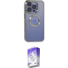 TKÇ Ieg™ Iphone 15 Pro Max Kılıf Pusula Form - Siyah Bilvis 5in1 3D Magic Cam Ekran Koruyucu