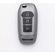 Ford Focus 4 Uyumlu Silikon Oto Anahtar Kumanda Kabı Kılıf Gri Veralya Tech