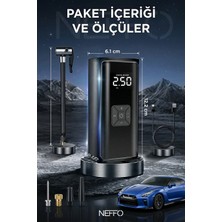 Neffo 150 Psı Şarjlı Hava Kompresörü 4500MAH | LCD Ekranlı Taşınabilir Lastik Şişirme Pompası
