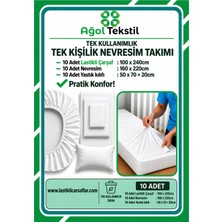 Ağol Tekstil Tek Kişilik Tek Kullanımlık Nevresim Takımı 10’lu Set – Lastikli Çarşaflı Pratik Yatak Seti