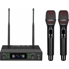 Westa Ten, Profesyonel Uhf Kablosuz Mikrofon Seti Çift El Mikrofon 100 Kanal LCD Ekranlı Sahne ve Organizasyon Mikrofonu