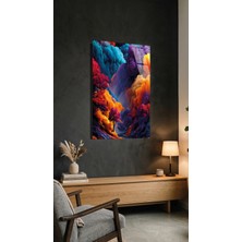 Dinamik Renk Patlaması Soyut Sanat Cam Tablo, Ev ve Ofis Uv Baskılı Premium Kırılmaz 4mm