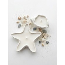 Zisayt Yapımı Soya Wax Deniz Yıldızı & Istiridye  Kokulu Beton Mum Seti (2’li)
