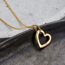 kuyumcudan 0.01 Ct Pırlanta Taşlı 925 Ayar Gümüş Kalp Kolye
