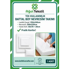 Ağol Tekstil Tek Kullanımlık Nevresim Takımı Battal Boy (Lastikli Çarşaf + Yorgan Kılıfı + Yastık Kılıfı) – 1 Set