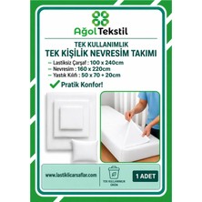 Ağol Tekstil Tek Kullanımlık Nevresim Takımı Tek Kişilik (Lastiksiz Çarşaf + Yorgan Kılıfı + Yastık Kılıfı) – 1 Set