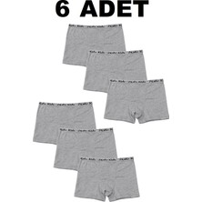 Erdenay Tekstil Pamuklu Likralı Erkek Çocuk Boxer 6'lı Paket - Gri