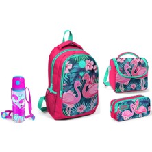 Coral High Flamingo Baskılı Beslenme Okul Çantası Kalemlik + Matara