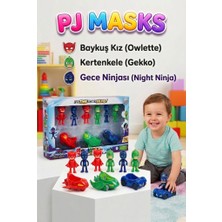 Farbu Oyuncak Pijamaskeliler Eklemleri Hareket Eden 8cm 6 Karakter Figürlü 3 Arabalı Eğitici Oyuncak Seti