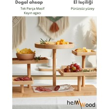 Hemm Pureoak Çok Bölmeli Servis & Sunum Tepsisi Orta Boy | Pürüzsüz Doğal Masif Kayın Agaci Kahvaltı ve Çerezlik