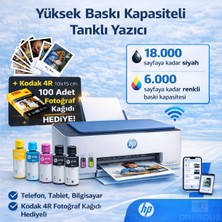 Hp Renkli Tanklı Mürekkep Püskürtmeli Çok Fonksiyonlu Yazıcı Tarayıcı Fotokopi Wi-Fi Kablosuz Bağlantı Akıllı Telefon Uyumlu Yüksek Kapasiteli Ekonomik Ev ve Ofis Tipi Pratik Kullanım