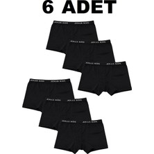 Erdenay Tekstil Pamuklu Likralı Erkek Çocuk Boxer 6'lı Paket - Siyah