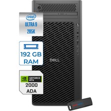 Dell Pro Max Tower T2 Intel Core Ultra 9 285K 5.7 Ghz 192GB Ddr5 8tb SSD Windows 11 Pro Nvidia Rtx A2000 Ada 16GB Gddr7 Iş Istasyonu FCT2250285K2000P42 + Zetta Flash Bellek