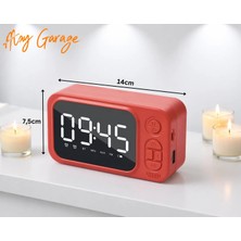 Atay Garage Masa Saati Bluetooth Hoparlör Saatli Alarm  – Kablosuz Hoparlör | LED Ekran, Tf Kart Çocuk Odası Yatak Odası Oturma Odası