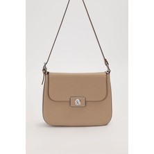 Lale Butik Levidor Premium Charm Detay Çift Askılı Iki Şekilde Kullanılabilir Yumuşak Deri Çanta 930613 Vizon