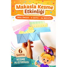 Organik Yolda Makasla Kesme Etkinliği Okul Öncesi - 6 Sayfa A4 - Çocuk Aktivite Seti - Kesme Alıştırması