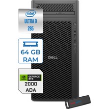 Dell Pro Max Tower T2 Intel Core Ultra 9 285 5.6 Ghz 64GB Ddr5 4tb SSD Windows 11 Pro Nvidia Rtx A2000 Ada 16GB Gddr7 Iş Istasyonu FCT22502852000P16 + Zetta Flash Bellek