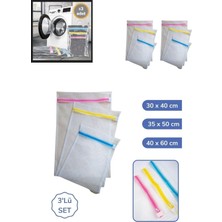 Practika Çamaşır Yıkama Filesi Seti 3'lü Renkli Fermuarlı 3 Boy Pratik Kullanım